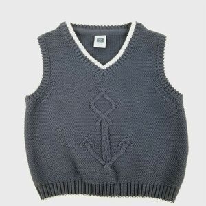 Janie and Jack Baby Boys Sweater Vest‎ Size 3 to 6 Months Navy Blue Anchor